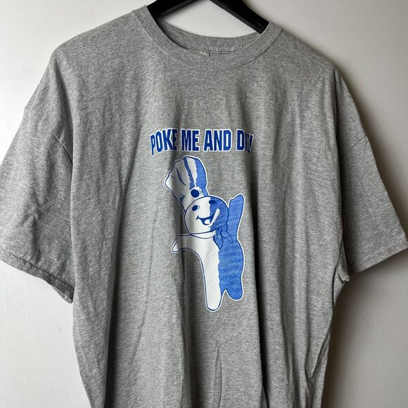 Pillsbury Doe Boy Poke Me and Die T Shirt Vintage Y2K Adult Gray 2XL XXL Solid - Picture 9 of 12